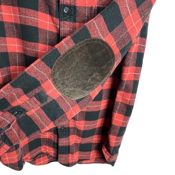 J.Crew Men's Flannel Shirt Size Large Red Plaid Long Sleeve Top Pocket Button Up - Picture 4 of 11